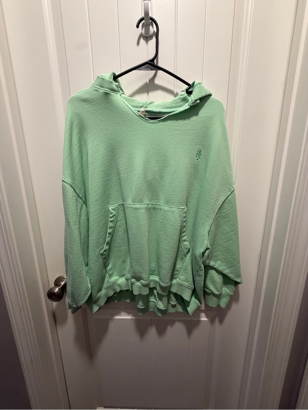 Free People Mint Green Hooded Pullover Sweatshirt